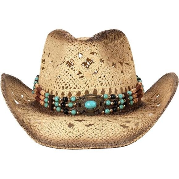 Men\'s Women\'s Straw Cowboy Hat Cowgirl Woven Sun Hat Western Cowboy Hat Two main image 4